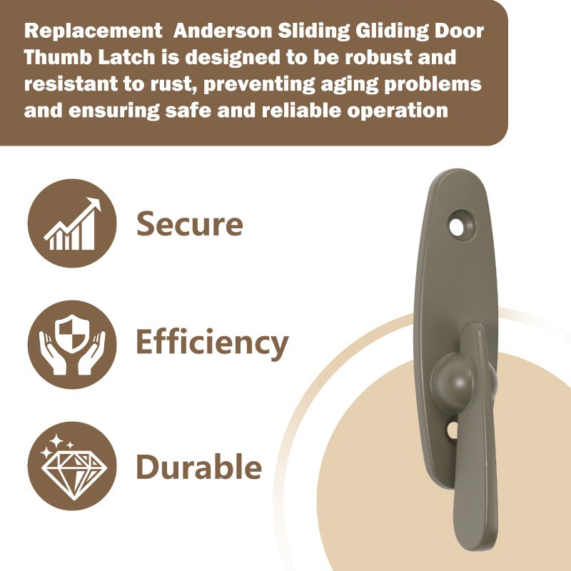 ArrogantF Replacement Andersen Tribeca Style Gliding Door Thumb Latch for Sliding Glass Door Lock,Works with Andersen Narroline Gliding, Perma-Shield Gliding and Frenchwood Gliding Patio Door 2 PCS - Image 4